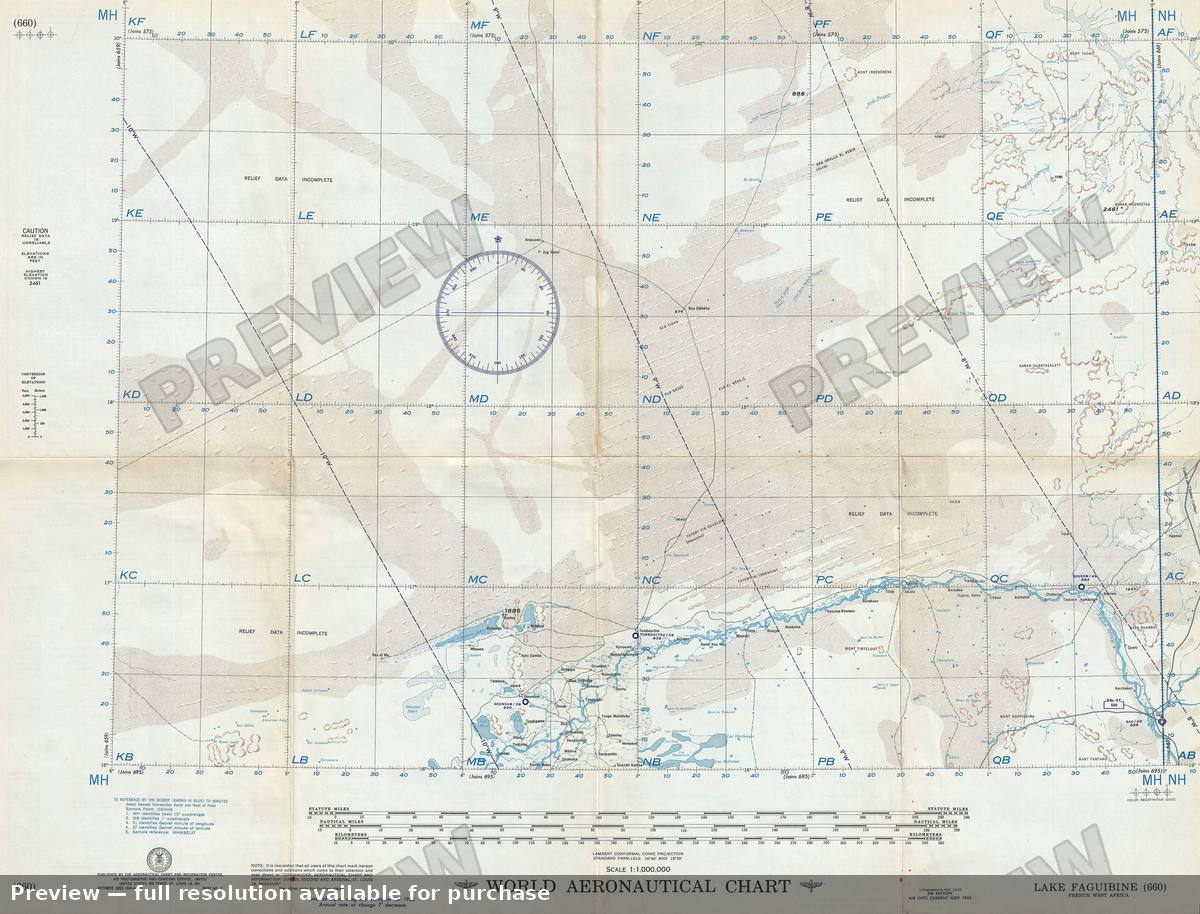 Antique map: Lake Faguibine, 1955
