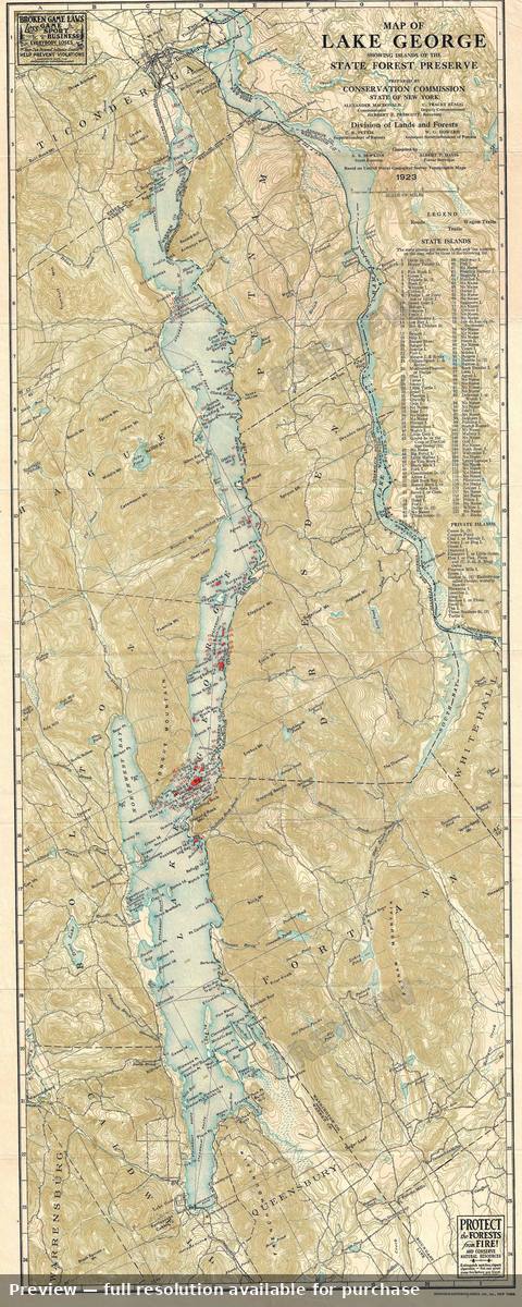 Antique map: Lake George, 1923, 1923