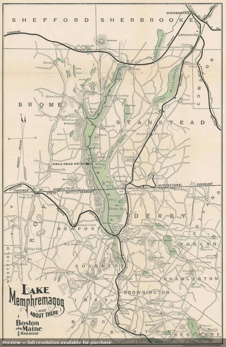 Antique map: Lake Memphremagog, 1899