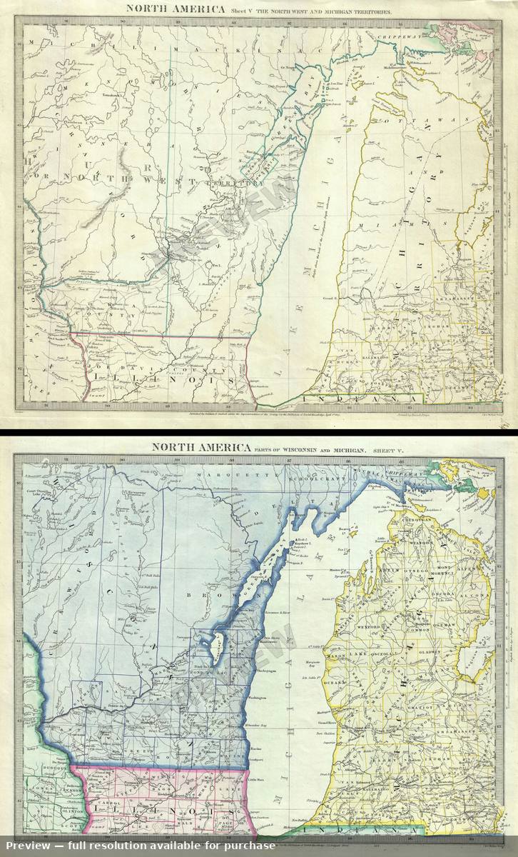 Antique map: Lake Michigan, 1833, 1833