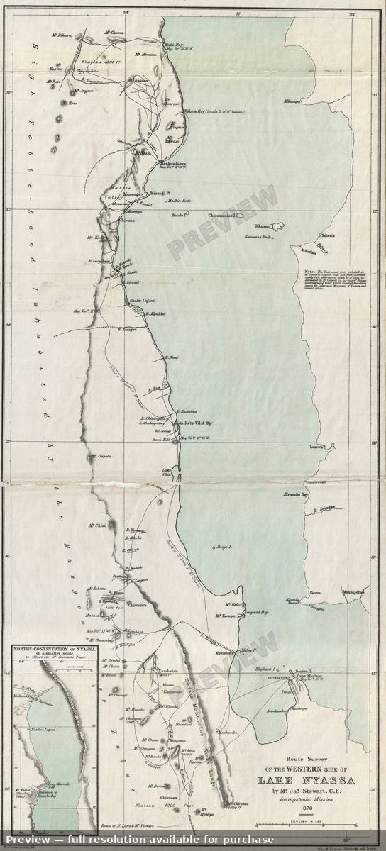 Antique map: Lake Nyassa, 1879