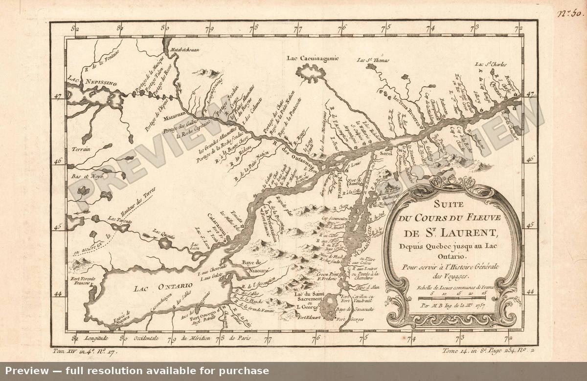 Antique map: Lake Ontario St Lawrence, 1780, 1780