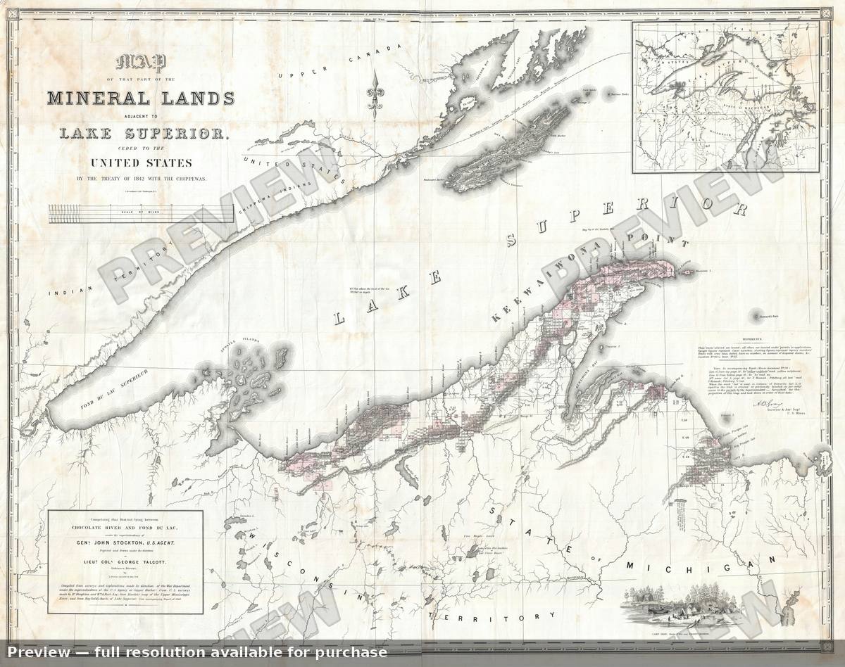 Antique map: Lake Superior, 1845