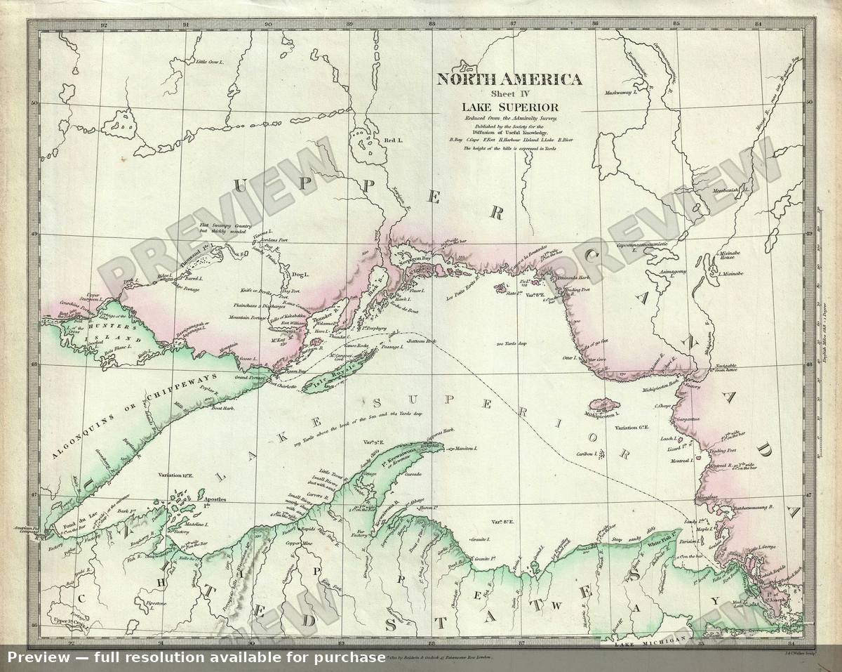 Antique map: Lake Superior, 1832, 1832