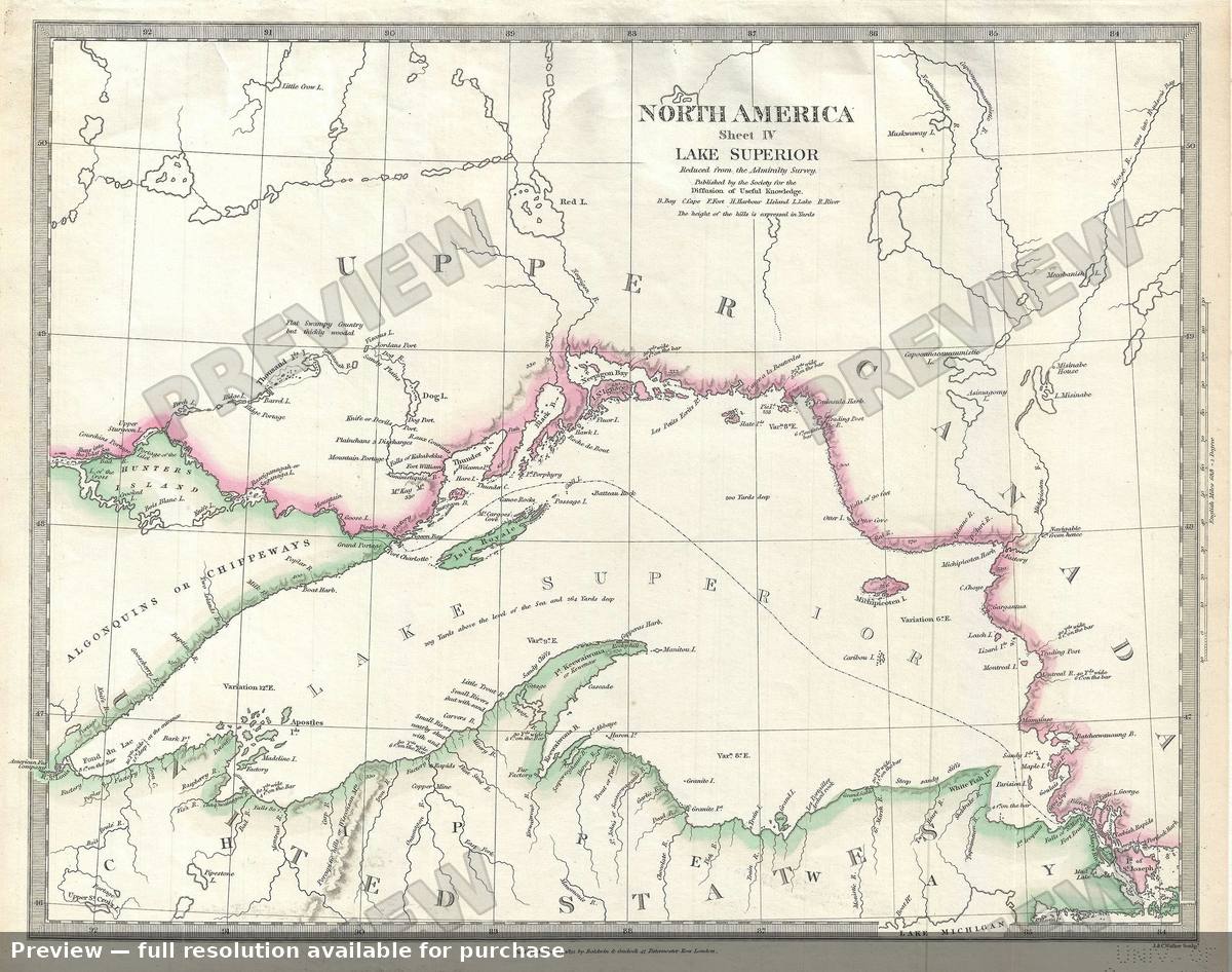 Antique map: Lake Superior, 1844, 1844