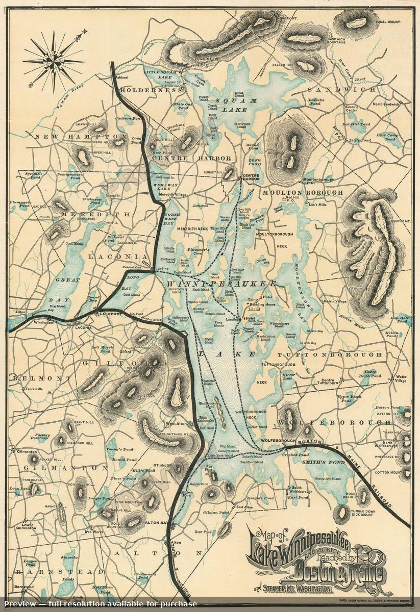 Antique map: Lake Winnipesaukee, 1899