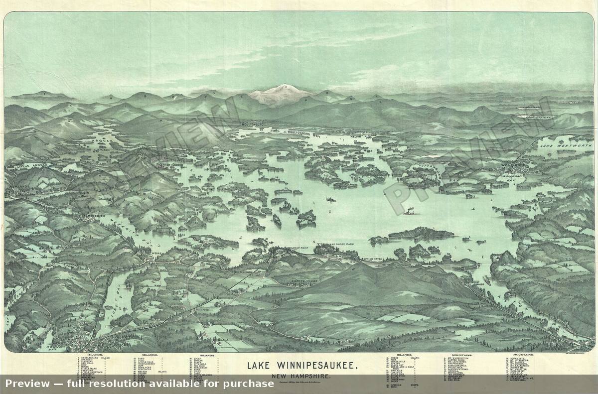 Antique map: Lake Winnipesaukee, 1903, 1903