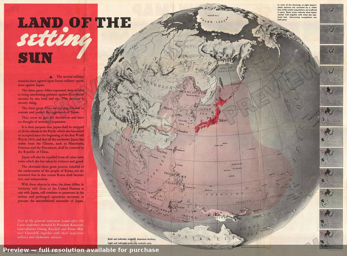 Antique map: Landofthe Setting Sun, 1943, 1943