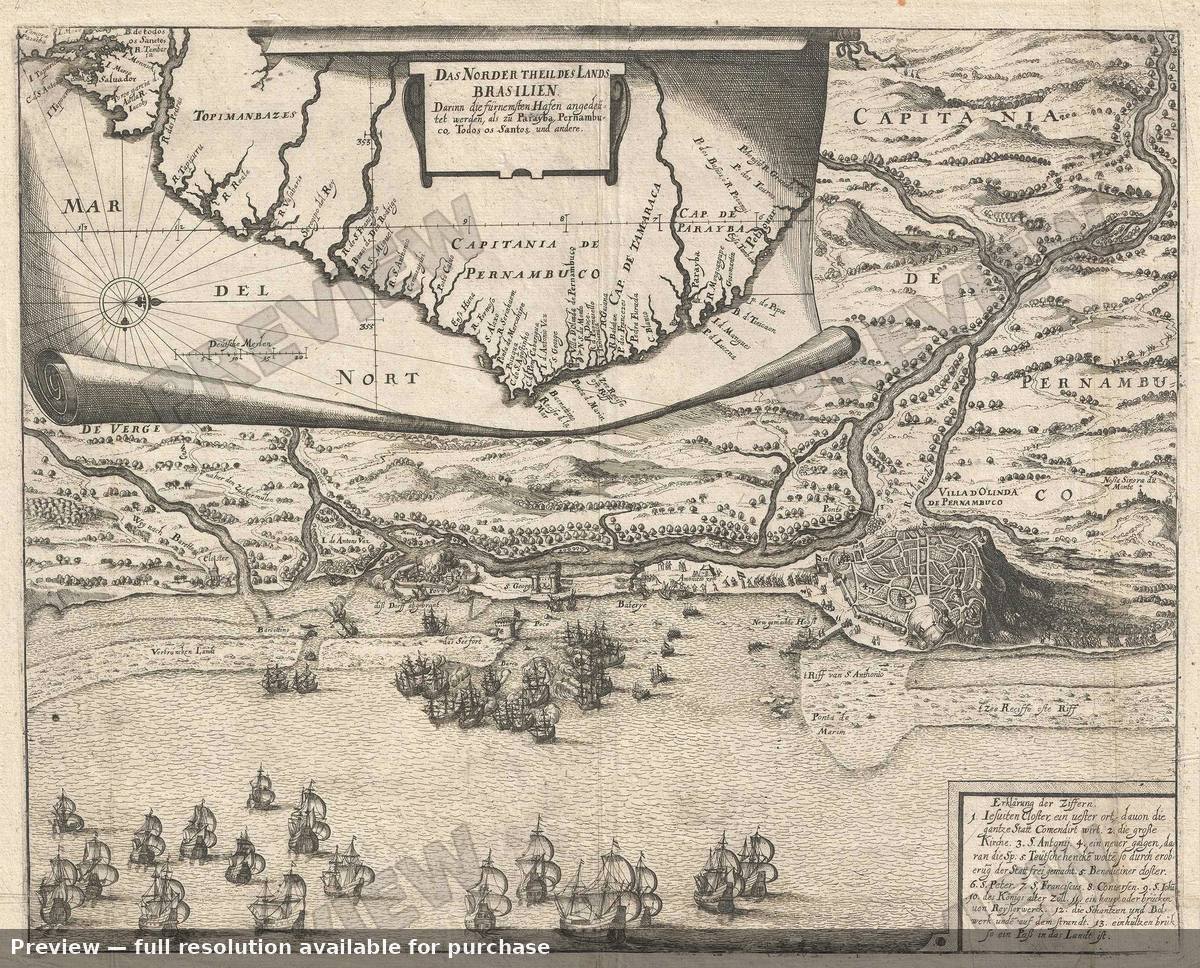 Antique map: Lands Brasilien, 1655