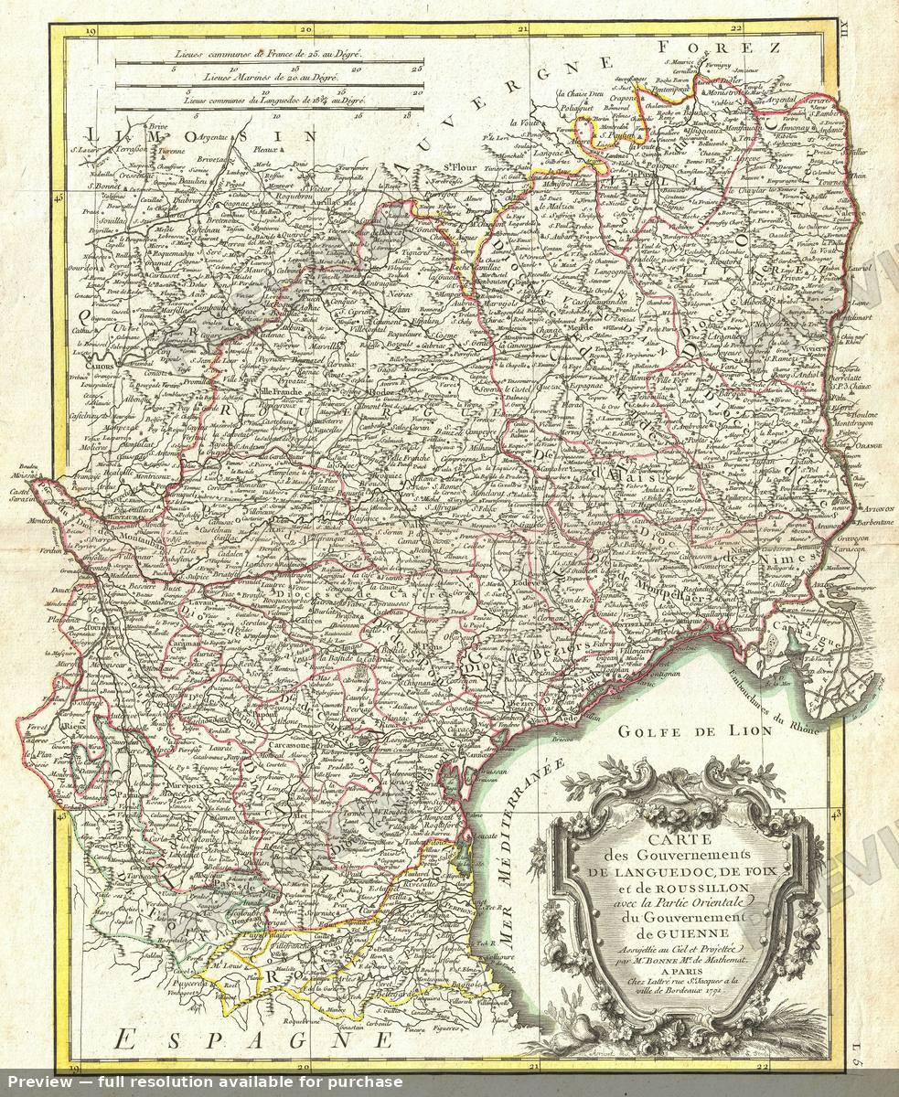 Antique map: Languedoc, 1771, 1771