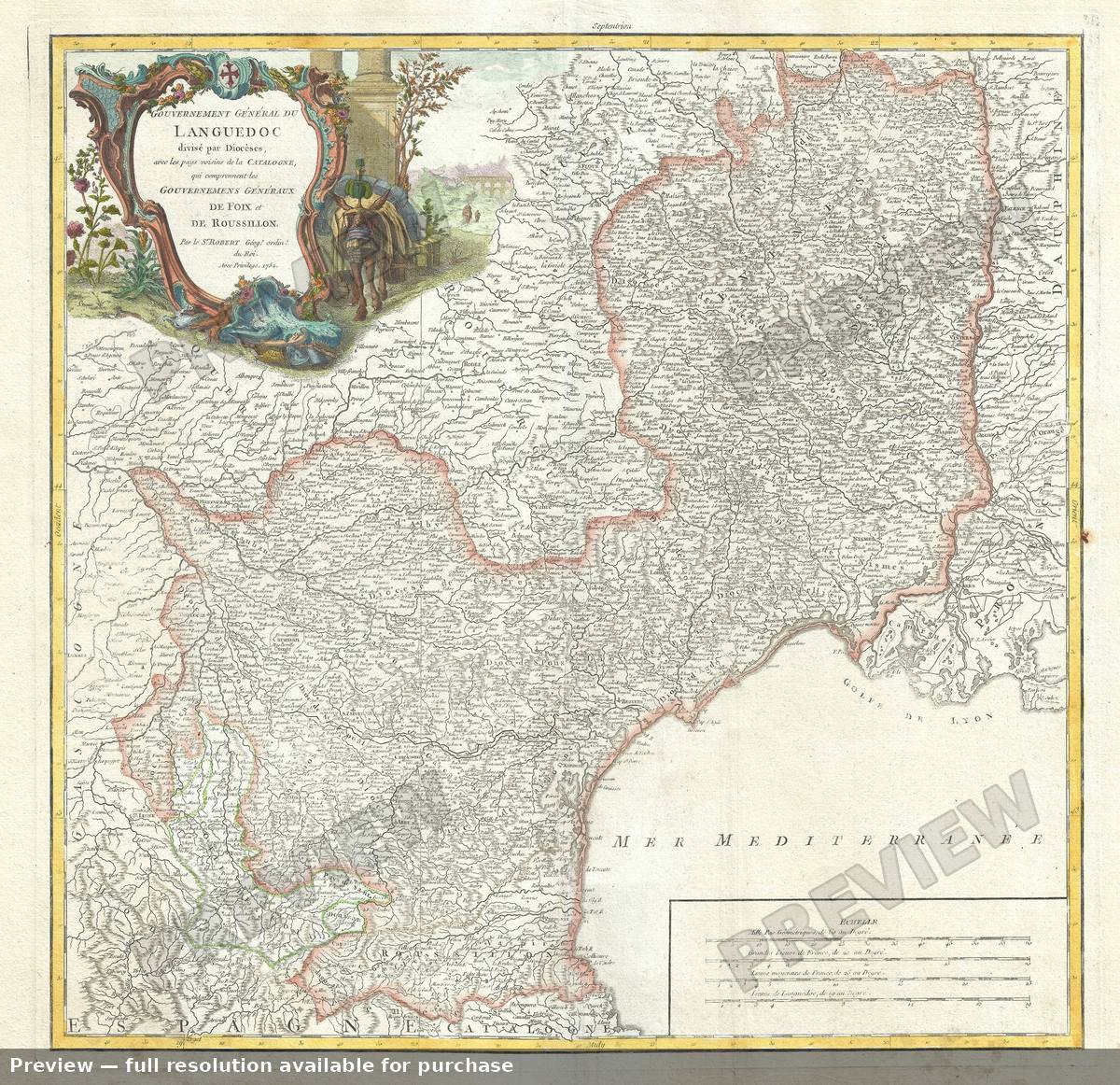 Antique map: Languedoc, 1757, 1757