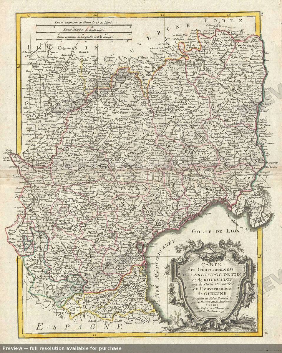 Antique map: Languedoc De Foix, 1771, 1771