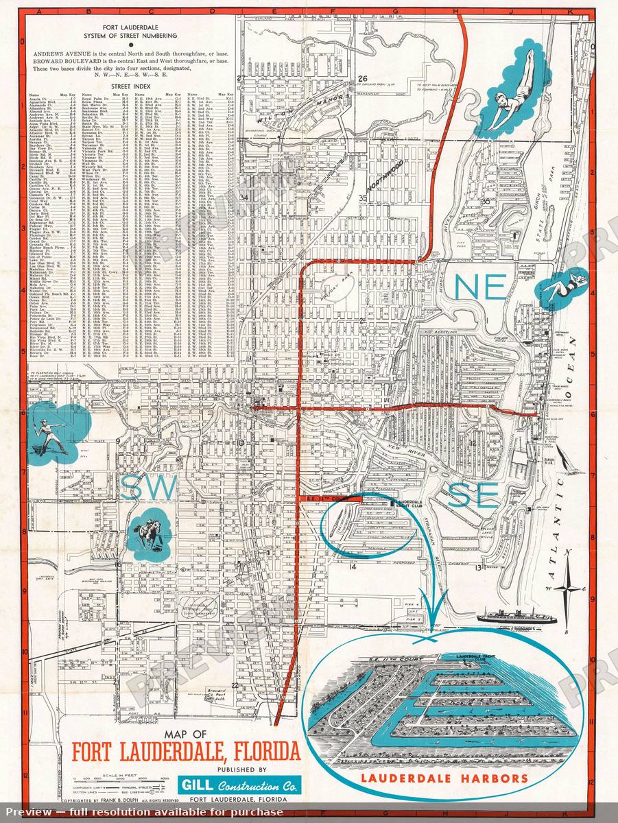 Antique map: Lauderdale Harbors, 1952, 1952