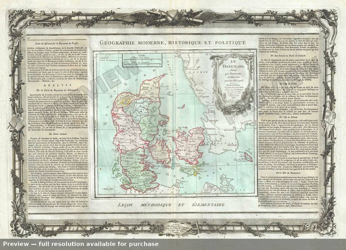 Antique map: Le Danemark, 1786, 1786
