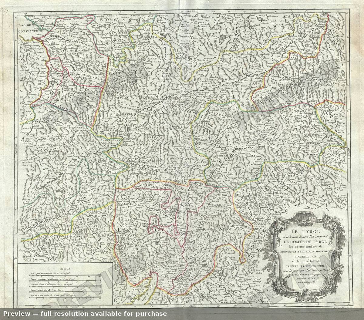 Antique map: Le Tyrol, 1757, 1757
