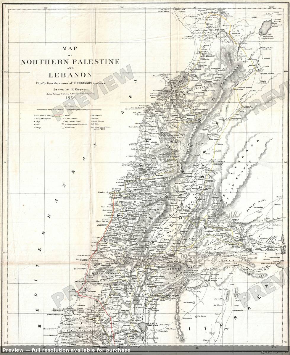 Antique map: Lebanon, 1856