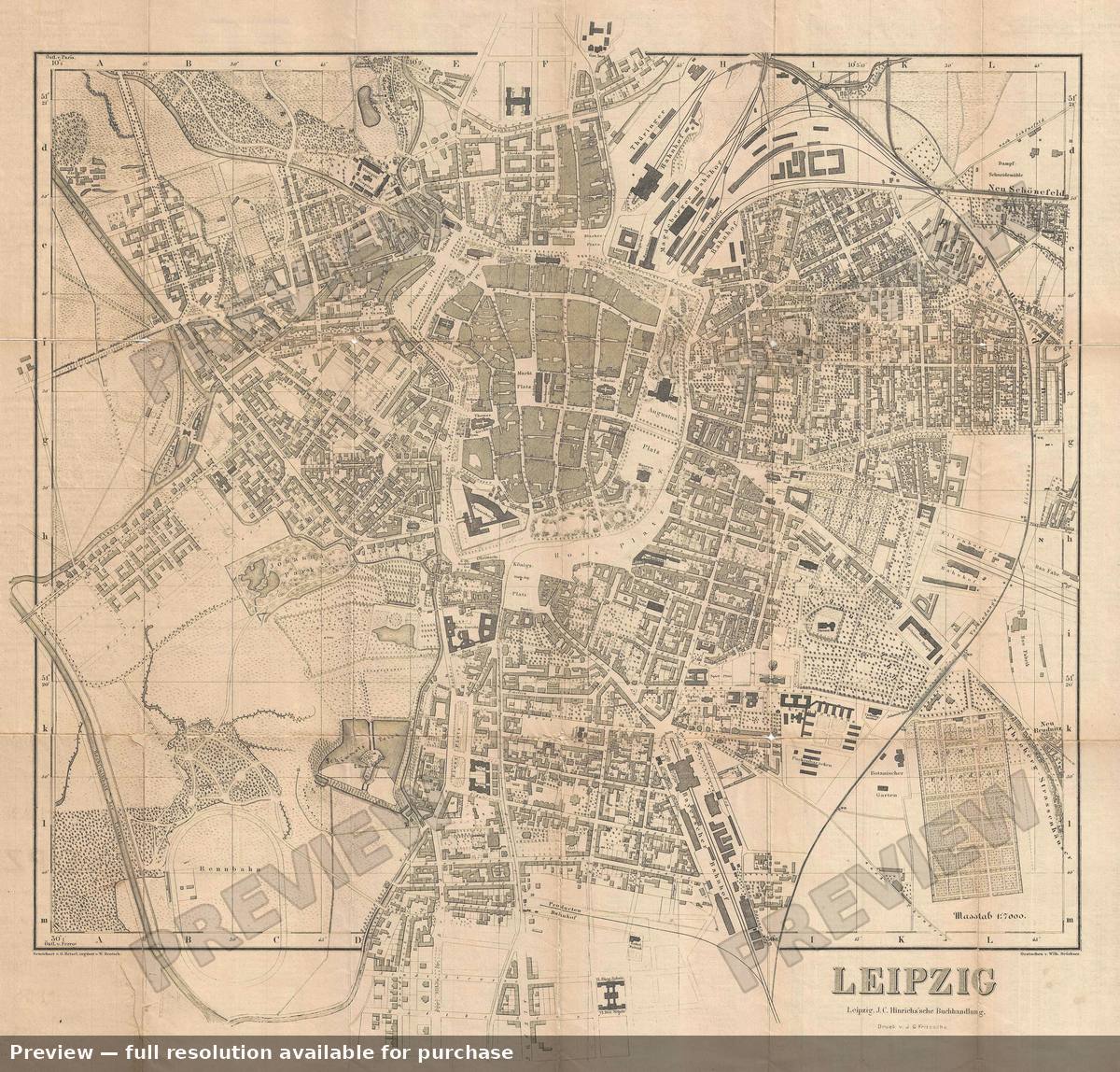 Antique map: Leipzig, 1878