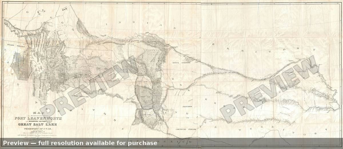 Antique map: Levenworth Great Salt Lake, 1852