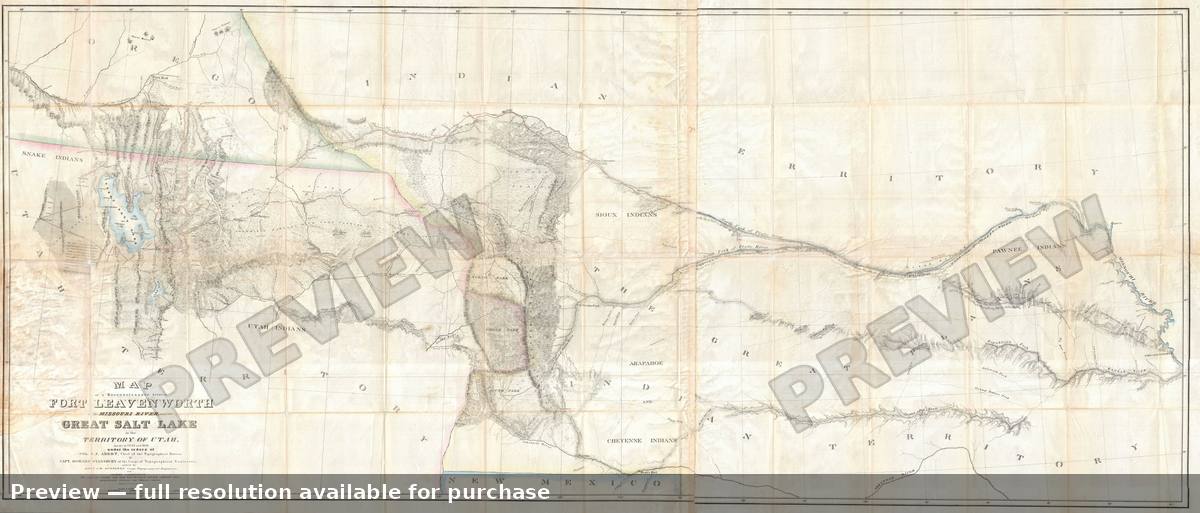 Antique map: Levenworth Great Salt Lake 2, 1852