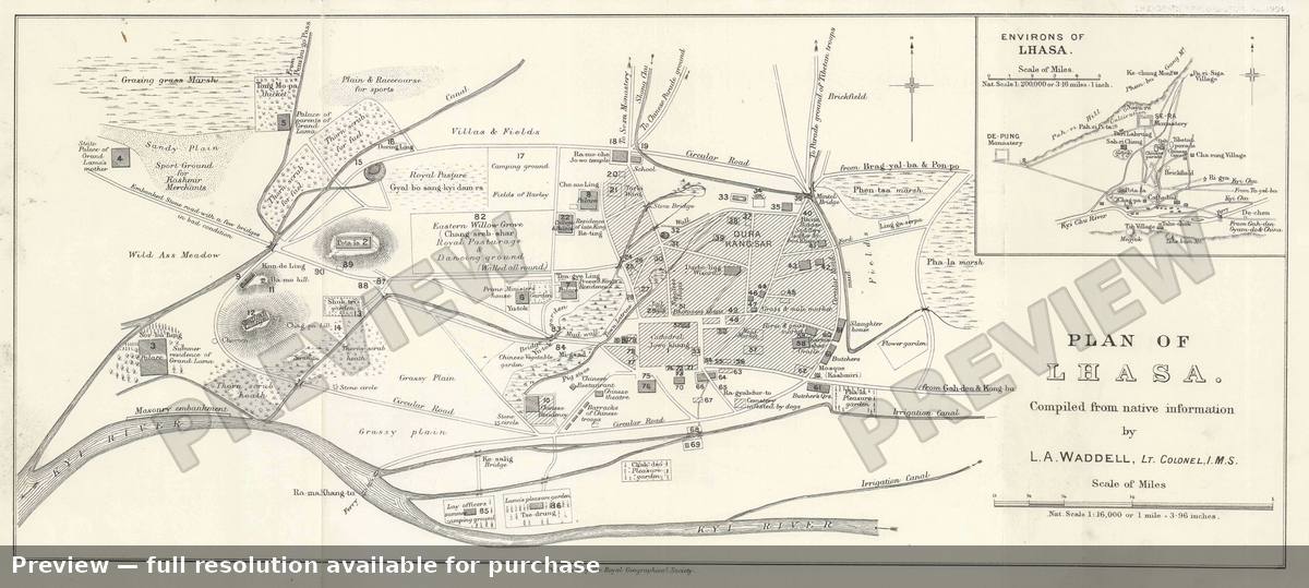 Antique map: Lhasa, 1904, 1904