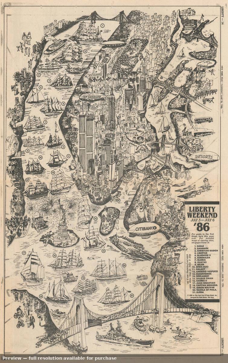 Antique map: Liberty Weekend, 1986, 1986