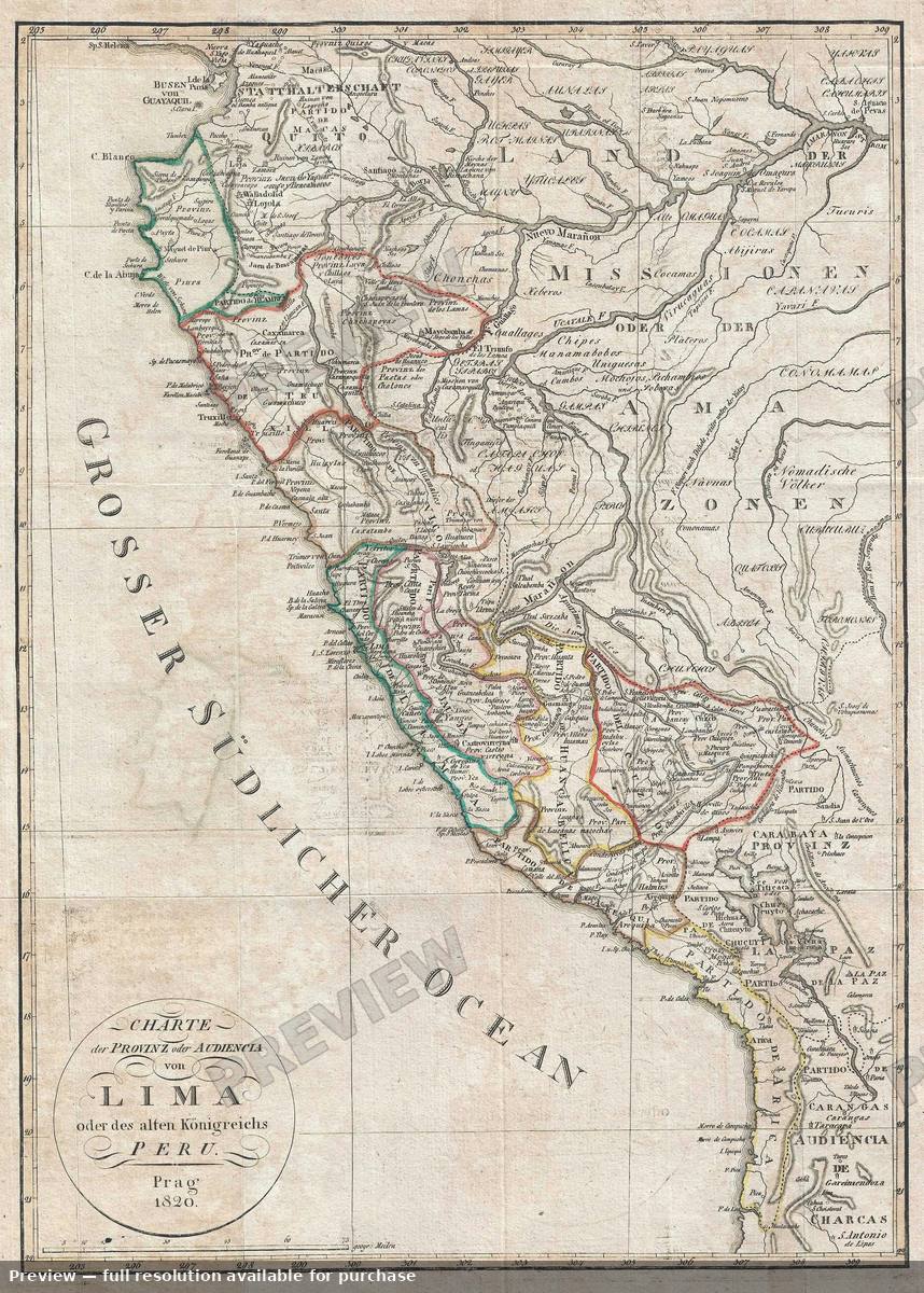 Antique map: Lima, 1820