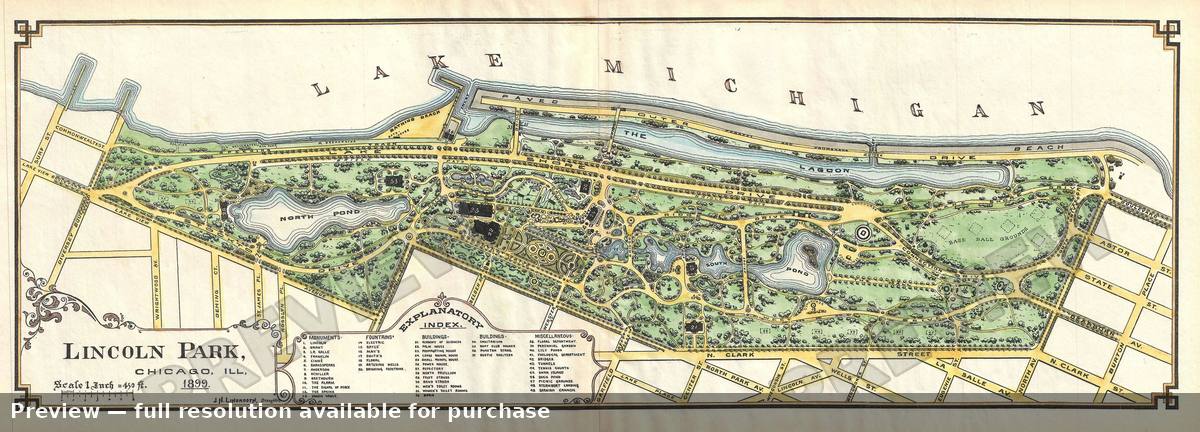 Antique map: Lincoln Park Chicago 2, 1899