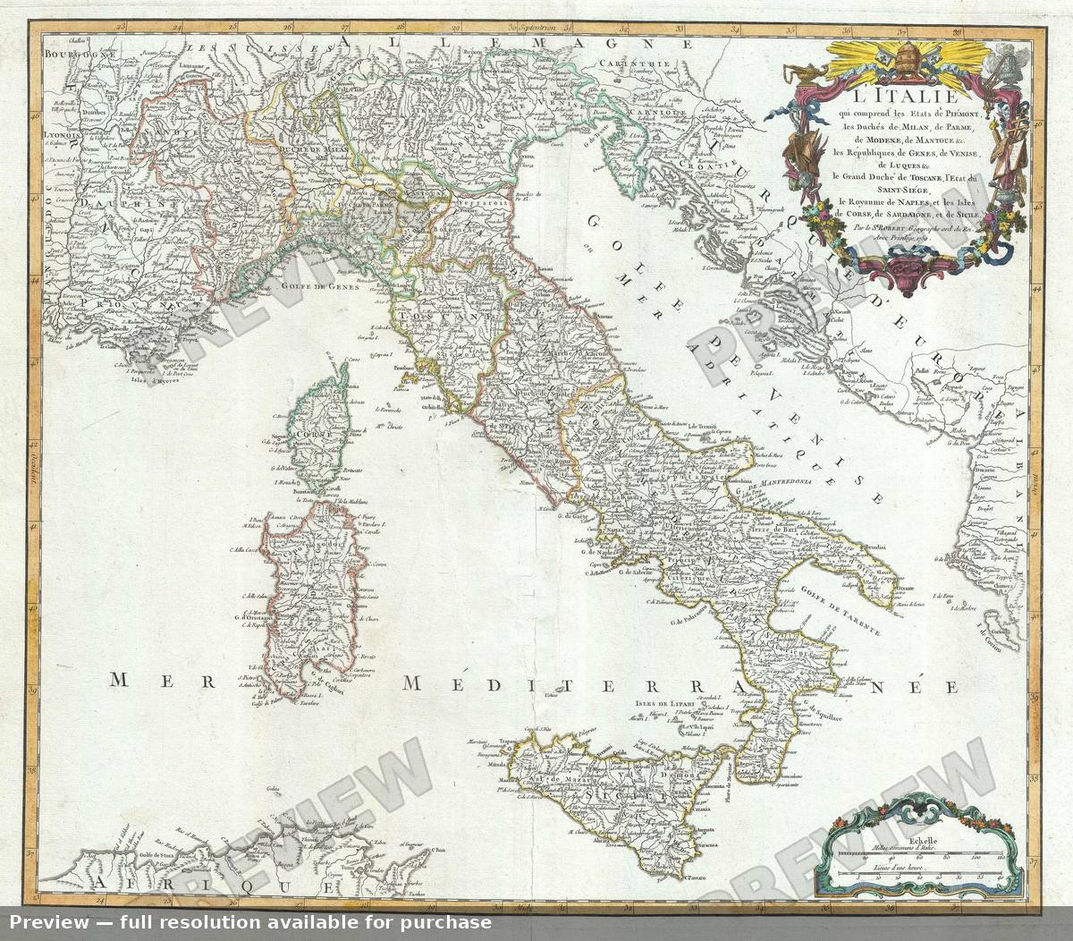 Antique map: Litalie, 1757, 1757