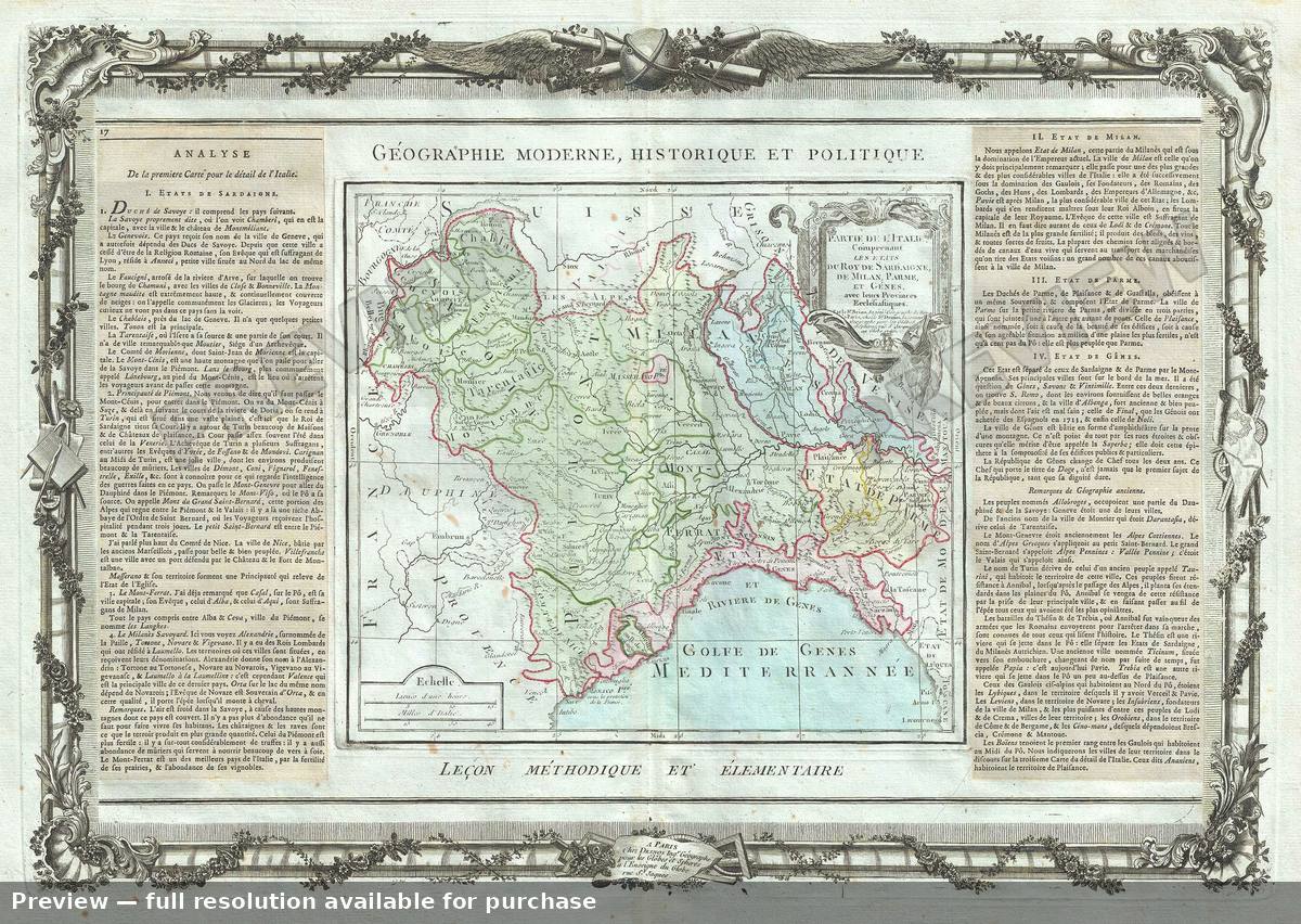 Antique map: Litalie Sardaigne, 1786