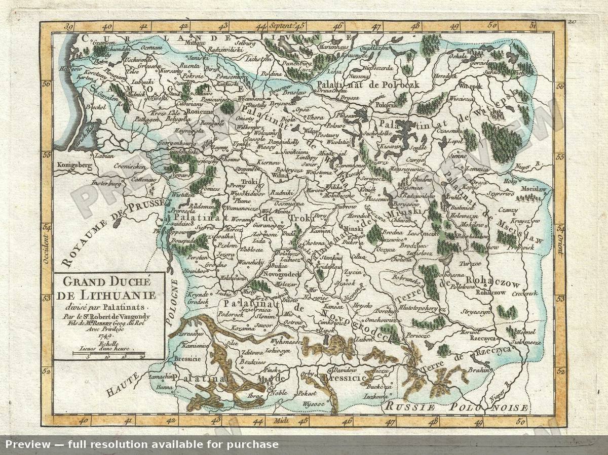 Antique map: Lithuanie, 1749, 1749