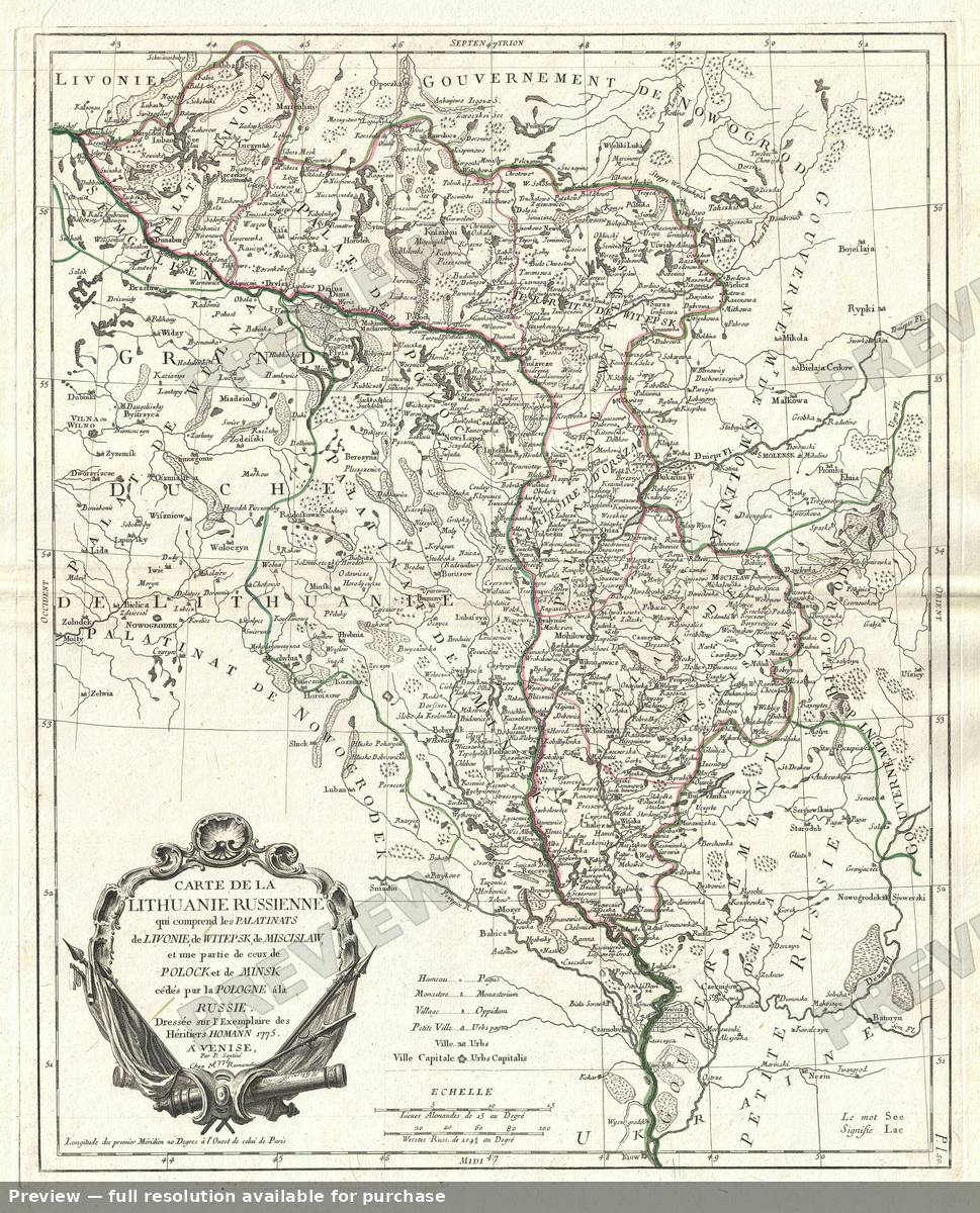 Antique map: Lituanie Russienne, 1776