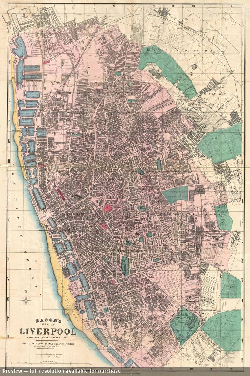 Antique map: Liverpool, 1890, 1890