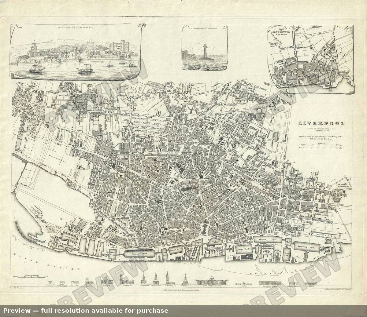 Antique map: Liverpool, 1836, 1836