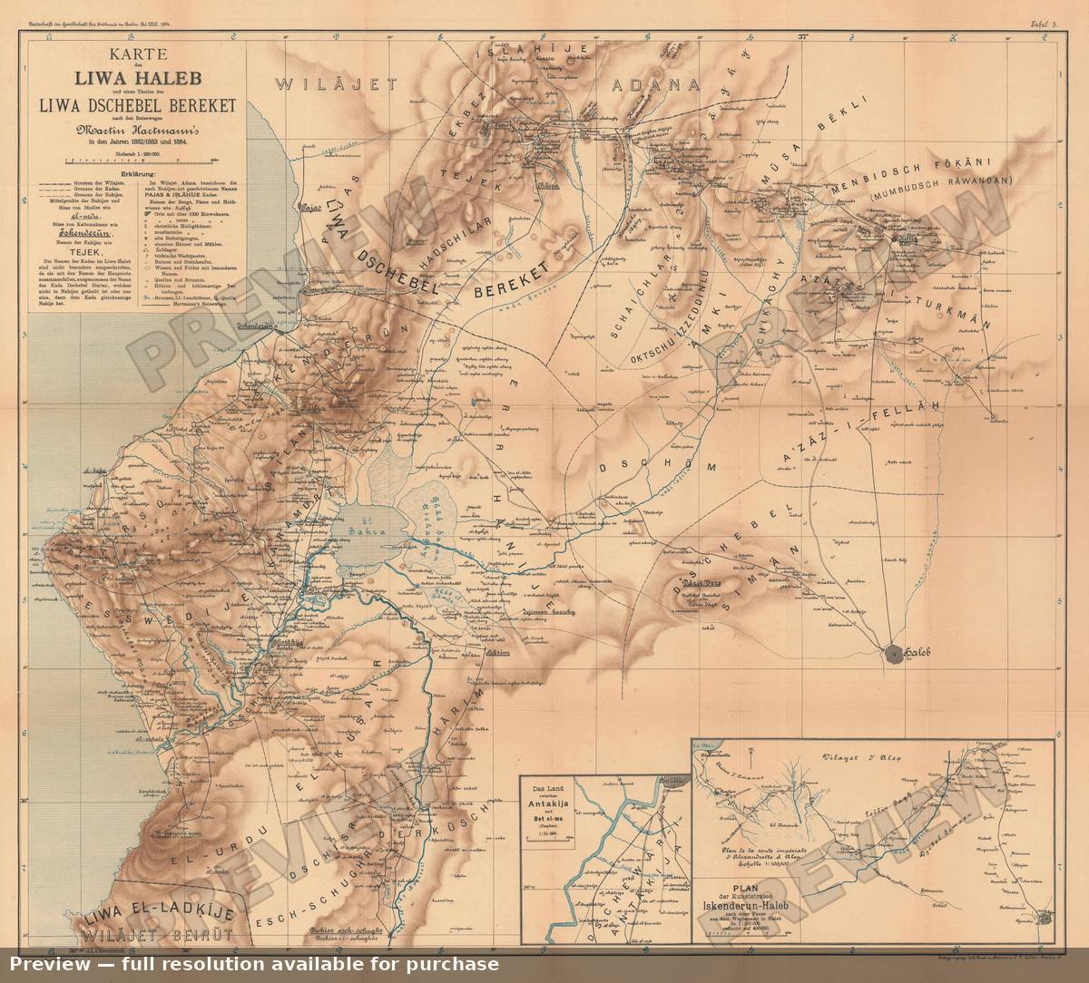 Antique map: Liwa Haleb, 1894, 1894