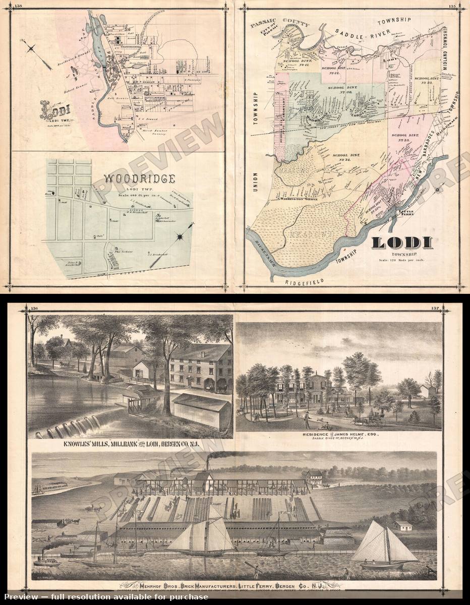 Antique map: Lodi Ridgewood, 1876, 1876