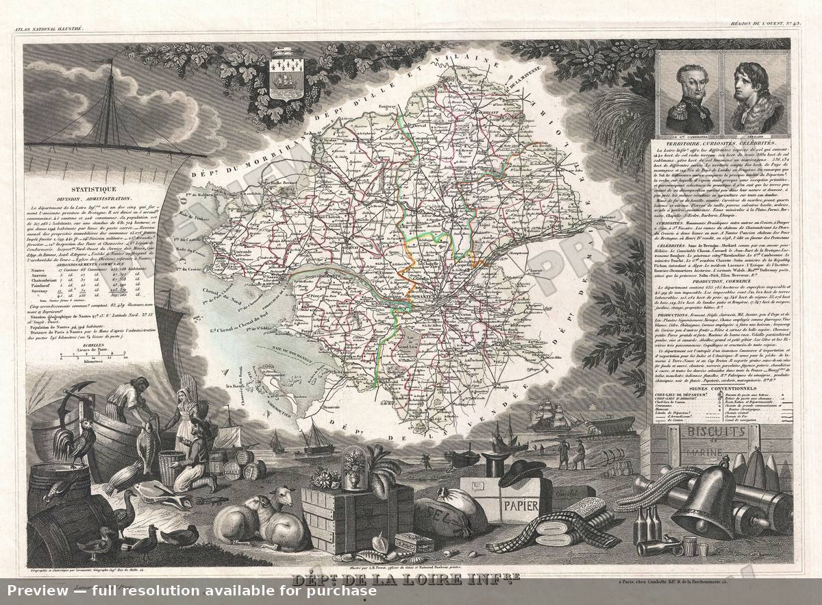 Antique map: Loire Inferieure, 1852