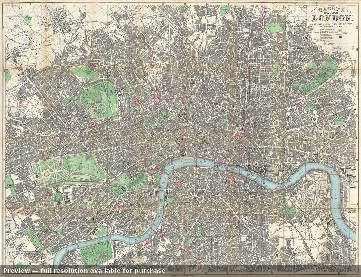 Antique map: London, 1876