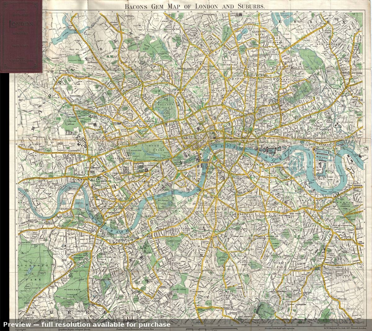 Antique map: London, 1900