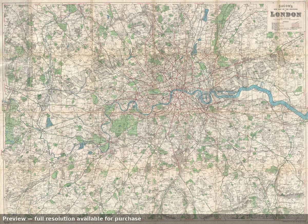 Antique map: London, 1920, 1920