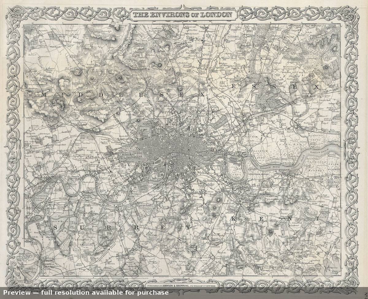 Antique map: London, 1855