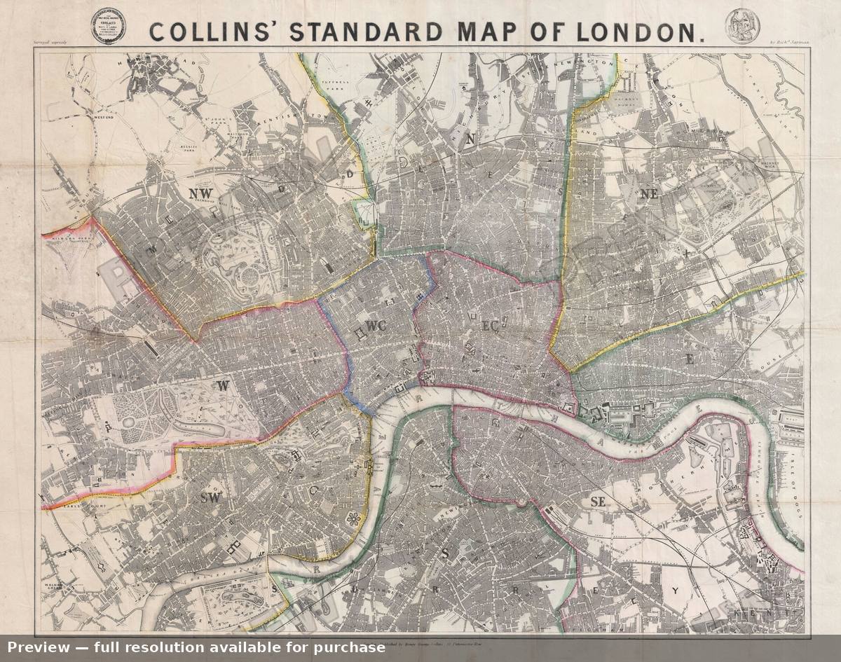 Antique map: London, 1856