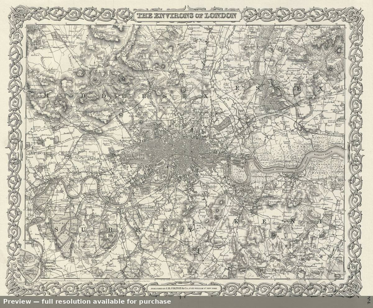 Antique map: London, 1856