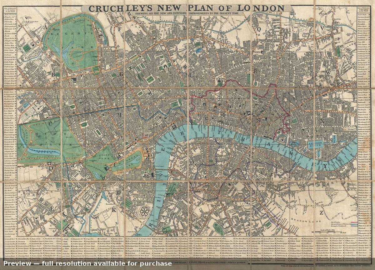 Antique map: London, 1834
