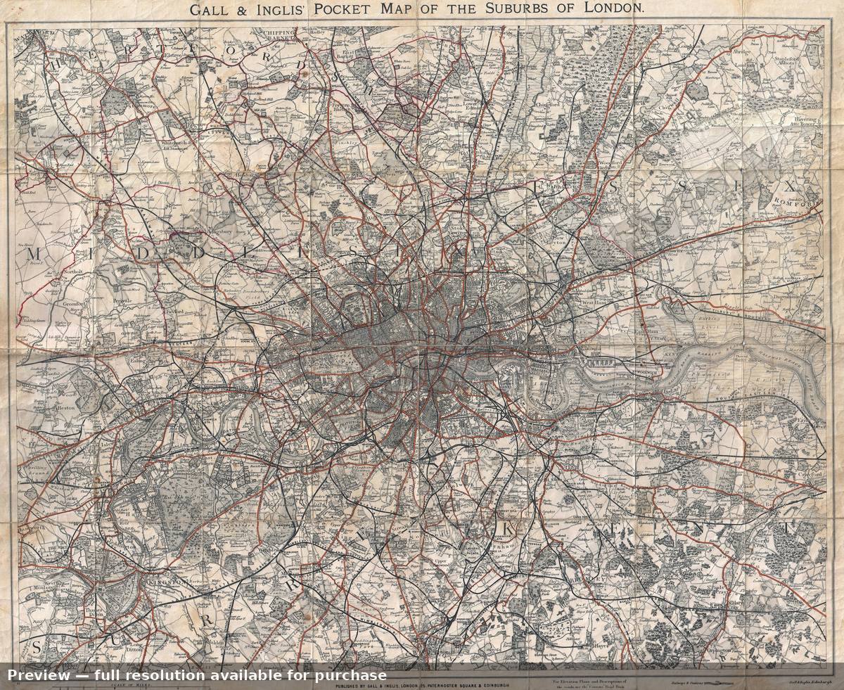 Antique map: London, 1900, 1900