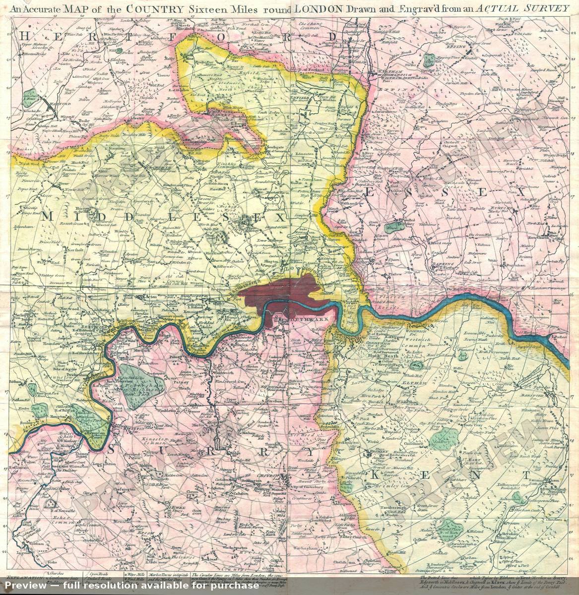 Antique map: London, 1764, 1764