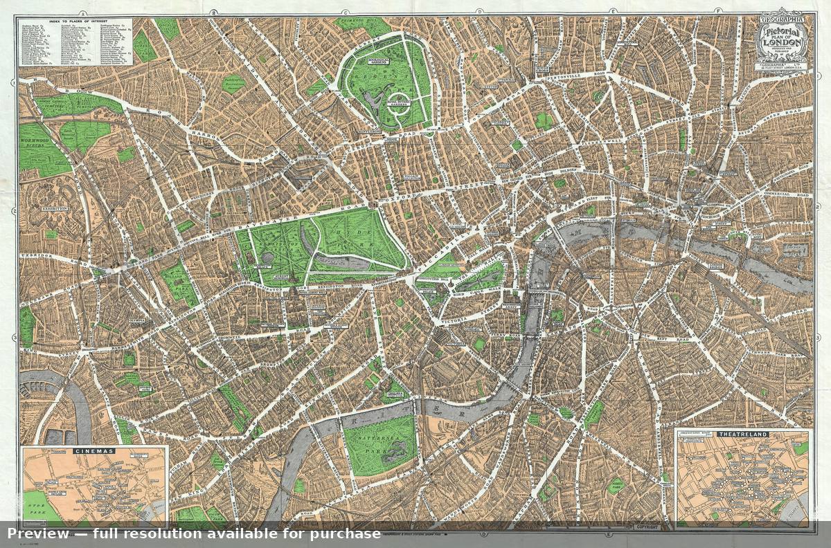 Antique map: London, 1923