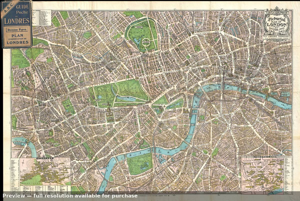Antique map: London, 1924