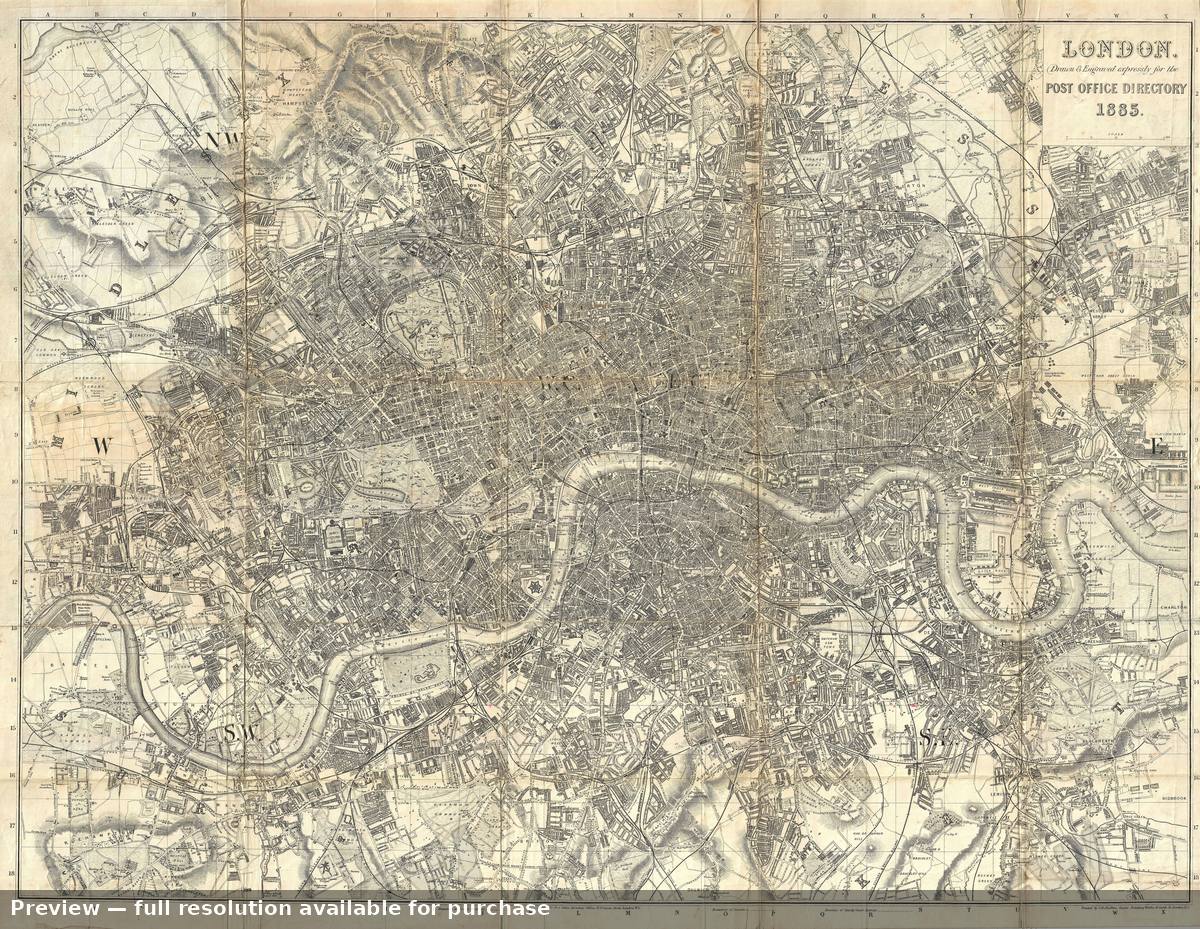 Antique map: London, 1885