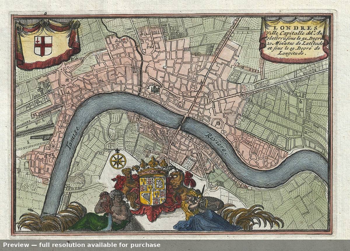 Antique map: London, 1706