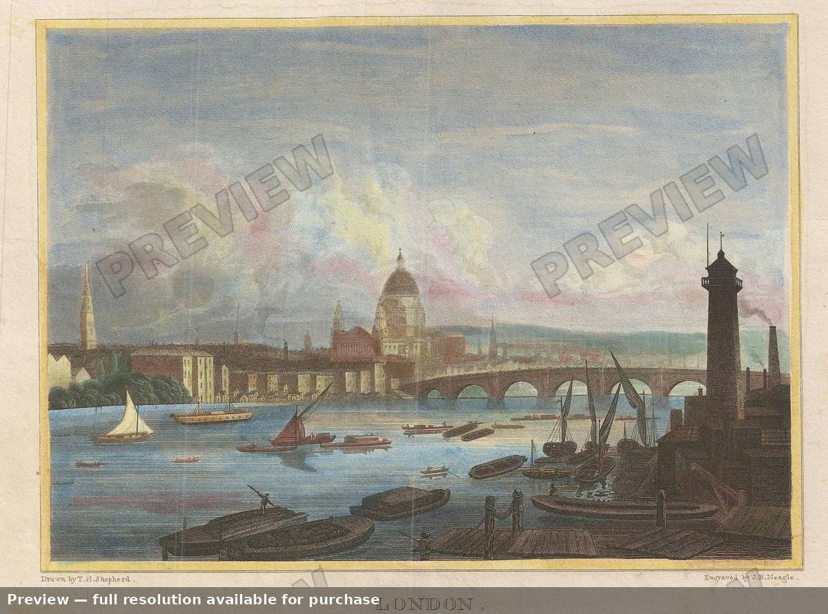 Antique map: London, 1828